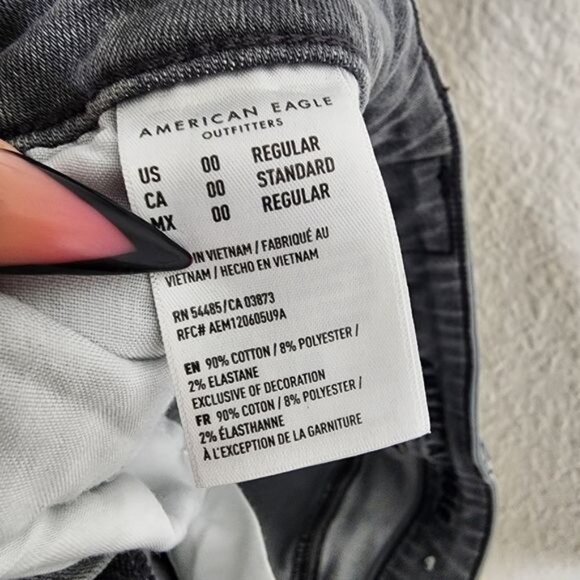 American Eagle Next Level Stretch Distressed Jeggings in Gray Women's Size 00 - Picture 10 of 10